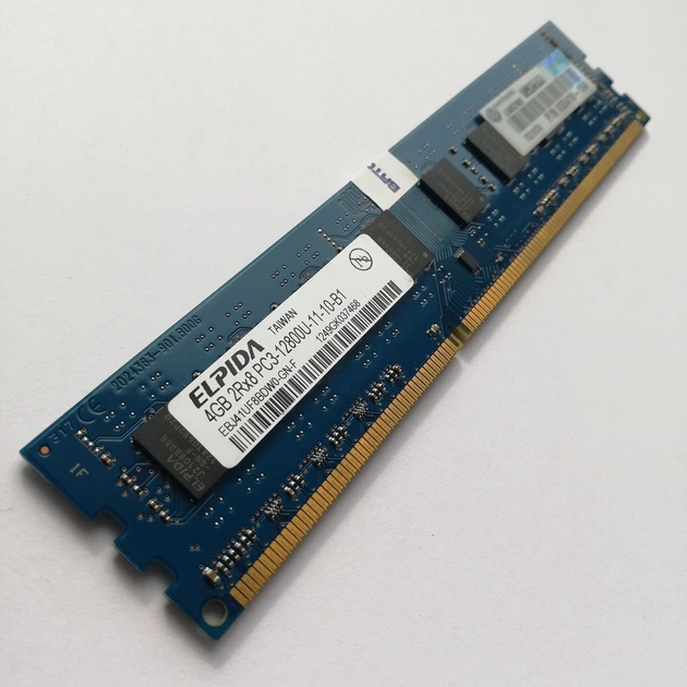 Оперативная память Elpida DDR3 4Gb 1600MHz PC3 12800 2R8 CL11 (EBJ41UF8BDW0-GN-F) Б/У - изображение 2