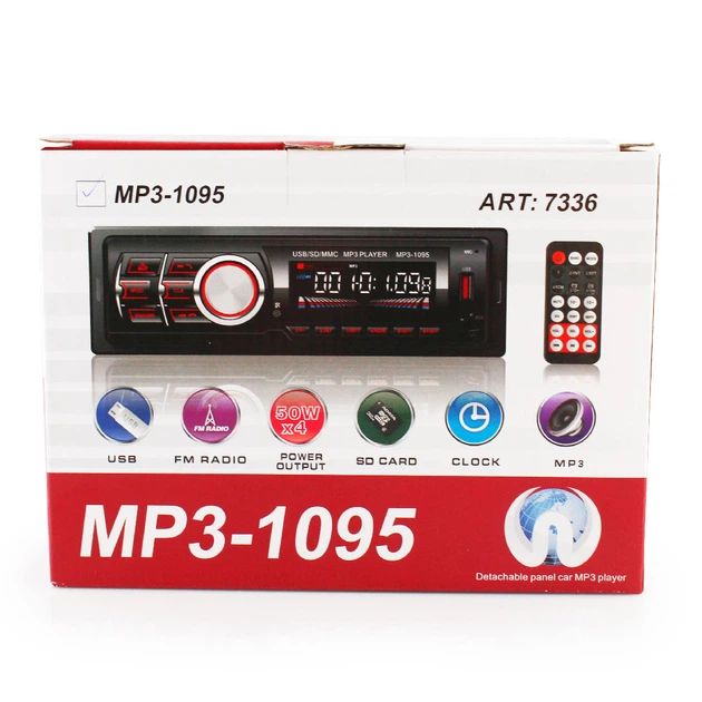 Автомагнитола MP3 1095 BT с съемной панелью и аудиовыходом 4x50W - Фото 1 Автомагнитола MP3 1095 BT с съемной панелью и аудиовыходом 4x50W - изображение 1