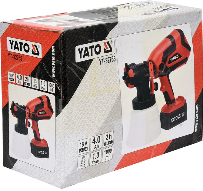 Фарборозпилювач Yato YT-82765 18  В подача 1 л/хв акумулятор 4 A/год (5906083058257) - зображення 3