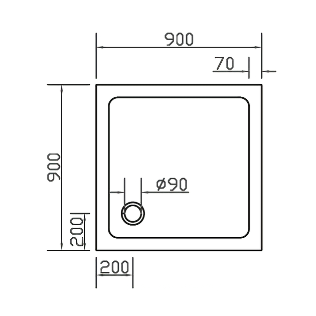 Піддон для душової кабіни EGER SMC 90x90x3.5см квадратний композитний без сифону білий 599-9090S - зображення 2