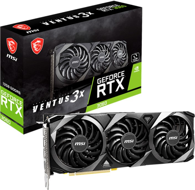 Видеокарта MSI PCI-Ex GeForce RTX 3060 Ventus 3X 12GB GDDR6 (192bit) (1777/15000) (HDMI, 3 x DisplayPort) (RTX 3060 VENTUS 3X 12G) - изображение 5