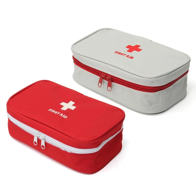 Аптечка сумка органайзер First Aid Plus для медикаментов (серая и красная) - зображення 1