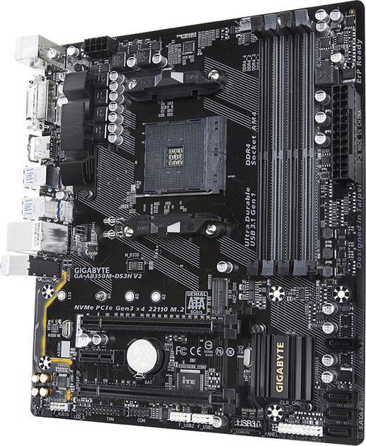 Материнская плата Gigabyte GA-AB350M-DS3H V2 (sAM4, AMD B350, PCI-Ex16 ...