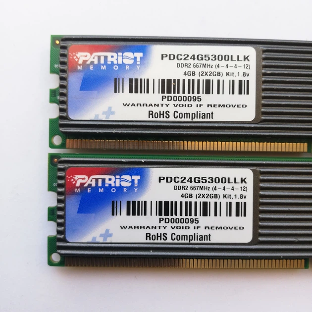 Комплект оперативної пам'яті Patriot DDR2 4Gb KIT of 2 667MHz PC2 5300U CL4 (PDC24G5300LLK) Б/У - зображення 2