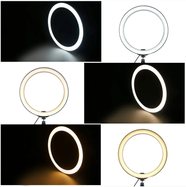 Кольцевая лампа Ring fill light Лампа для визажиста LED лампа с держателем для телефона и штативом Набор блогера 2 в 1 5500K – 3200К 26 см от Usb 5V 2A - изображение 4