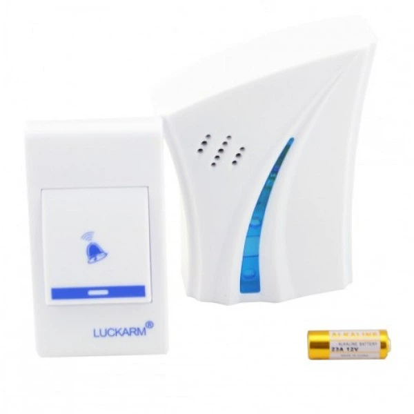 Бездротовий дверний дзвінок на батарейках LUCKARM 8610 Білий з блакитним (музичний ) (765) - Фото 1 Бездротовий дверний дзвінок на батарейках LUCKARM 8610 Білий з блакитним (музичний ) (765) - зображення 1