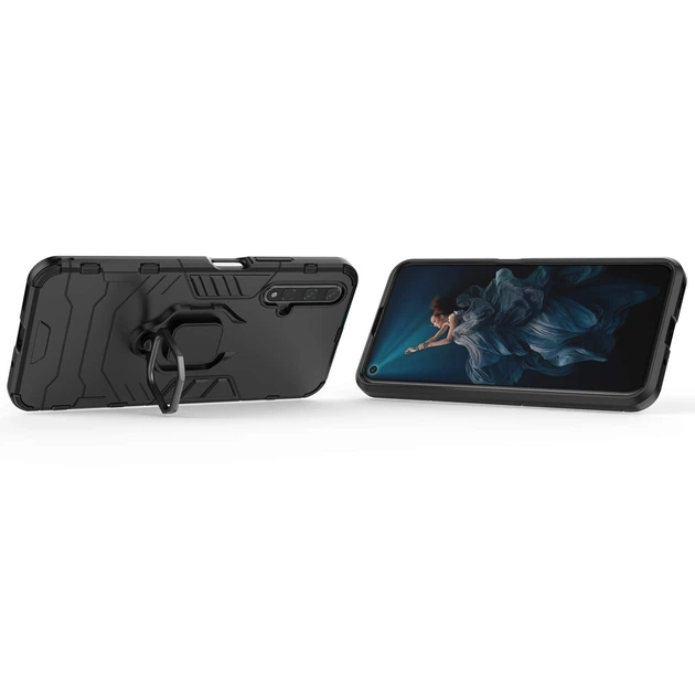 Ударопрочный чехол Transformer Ring for Magnet для Huawei Honor 20 / Nova 5T Черный / Soul Black Без бренда - Фото 5 Ударопрочный чехол Transformer Ring for Magnet для Huawei Honor 20 / Nova 5T Черный / Soul Black Без бренда - изображение 5