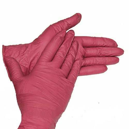Перчатки одноразовые нитриловые не опудренные «Престиж Медикал» бордовые M (100 шт., 50 пар, плотность 4 г) - изображение 1