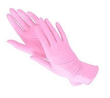 Перчатки одноразовые нитриловые не опудренные «Престиж Медикал» розовые перламутровые M (100 шт., 50 пар, плотность 4 г) - изображение 1