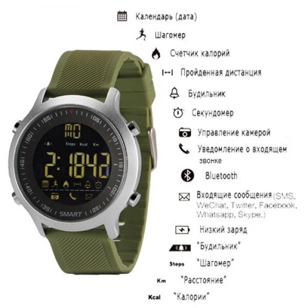 Смарт-часы UWatch Sport S Smart Watch EX18 темно-зеленые - Фото 2 Смарт-часы UWatch Sport S Smart Watch EX18 темно-зеленые - изображение 2
