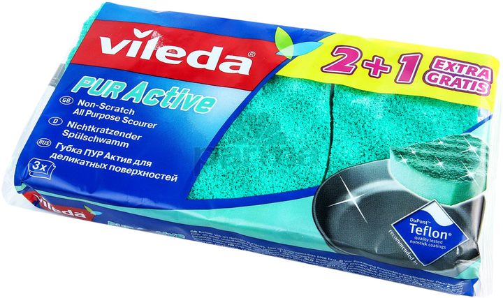 Губка кухонная Vileda PurActive для посуды 3 шт (4003790004407) – в ...