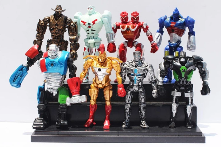 Игровой набор Heroes JAKKS Роботы Боксеры 8 шт фигурки 13 см + Свет Real Steel - Живая Сталь - изображение 2