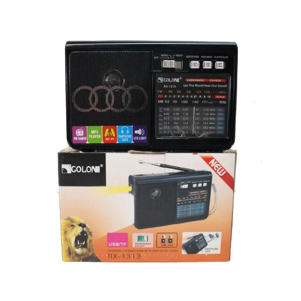 Радіоприймач акумуляторний колонка Golon RX-1313 MP3 USB Black SD - Фото 4 Радіоприймач акумуляторний колонка Golon RX-1313 MP3 USB Black SD - зображення 4