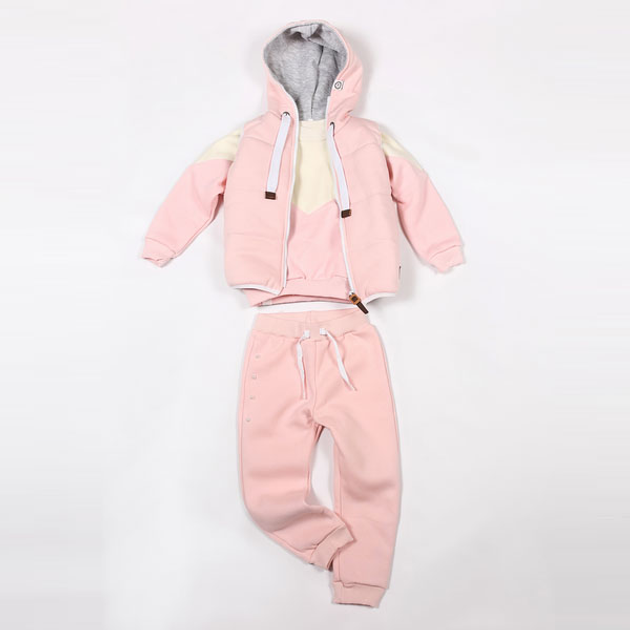 Костюм (штаны + джемпер + жилет) Little Bunny тройка 80см Пудровый (915016) 
