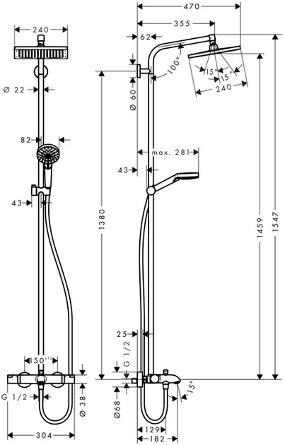 Душевая система Hansgrohe Crometta E 240 27298000 - изображение 2