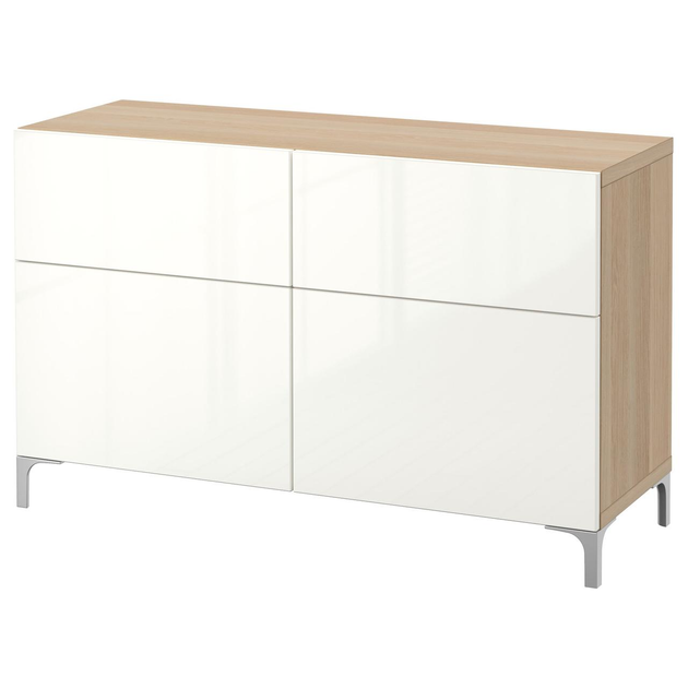 Тумба IKEA (ИКЕА) BESTÅ 120x40x74см Selsviken беленый дуб белая ...