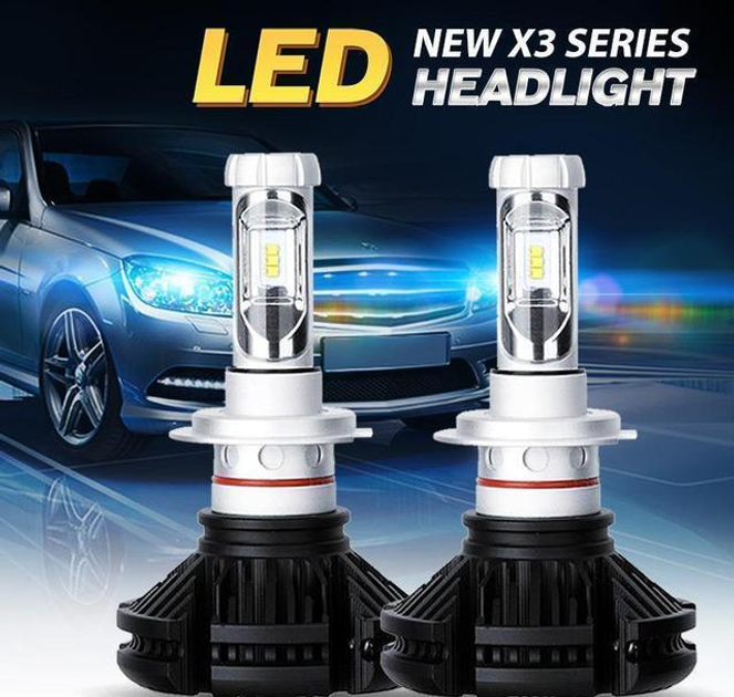 Світлодіодні LED лампи для фар автомобіля HeadLight X3-H1 - зображення 2