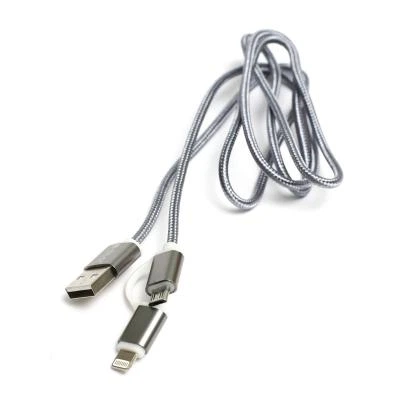 Дата кабель USB 2.0 AM to Lightning + Micro 5P 1.0m cotton PowerPlant (KD00AS1289) - Фото 1 Дата кабель USB 2.0 AM to Lightning + Micro 5P 1.0m cotton PowerPlant (KD00AS1289) - зображення 1