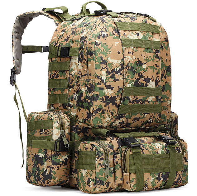 Тактический Штурмовой Военный Рюкзак с подсумками на 50-60литров Американский пиксель RealTactic - изображение 1