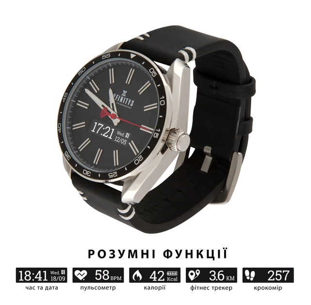 Смарт-часы водонепроницаемые с пульсометром INFINITYS X10 45mm Swiss Classic Chrono Steel-black - Фото 3 Смарт-часы водонепроницаемые с пульсометром INFINITYS X10 45mm Swiss Classic Chrono Steel-black - изображение 3