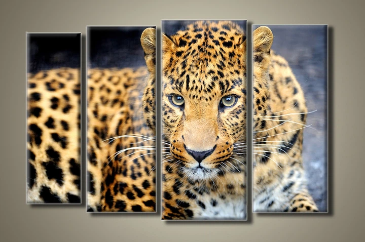 Модульная картина на холсте Holst Art из 4-х частей Леопард 54х84 см - Фото 1 Модульная картина на холсте Holst Art из 4-х частей Леопард 54х84 см - изображение 1