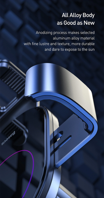 Тримач для телефону в машину BASEUS Simplism gravity car mount. Black - зображення 7
