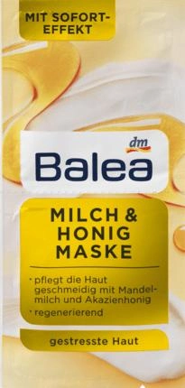 Маска для лица Balea Молоко и мед питательная с миндальным молоком и акациевым медом 2x8 мл (4010355585639) 