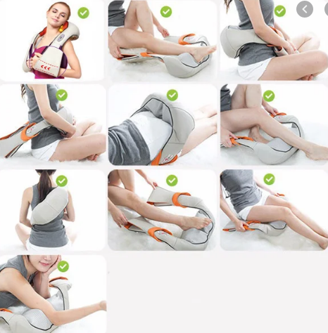 Массажёр роликовый для всего тела с подогревом 4 кнопки Shiatsu Massager of Neck Kneading Бежевый - изображение 7