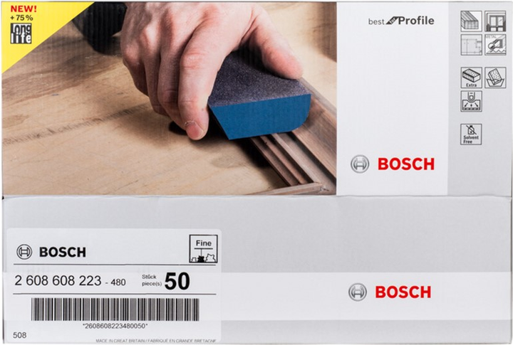 Шлифовальная губка Bosch Best for Profile 69x97x26 мм Мелкое зерно ...