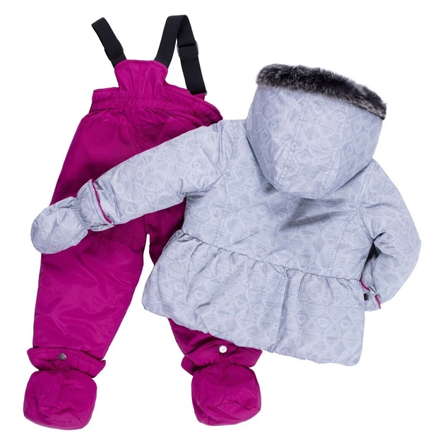 Зимний термокомплект Peluche&Tartine F19M02BF-Frostgray_Batonrouge серебристый с малиновым 82 - 90 см (F19M02BF-Frostgray_Batonrouge-18m) - изображение 2