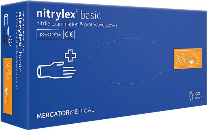 Рукавички Mercator Medical Nitrylex Basic нітрилові нестерильні неприпудрені XS 100 шт. Блакитні (17203600) - зображення 1