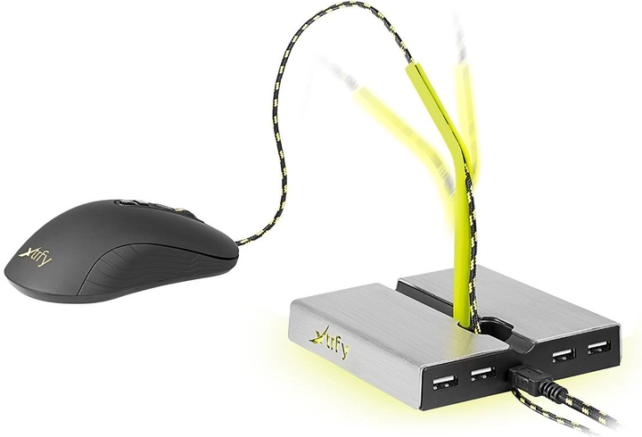 Держатель для кабеля Xtrfy B1 with 4 USB2.0 Grey-Yellow (XG-B1-LED) - изображение 2