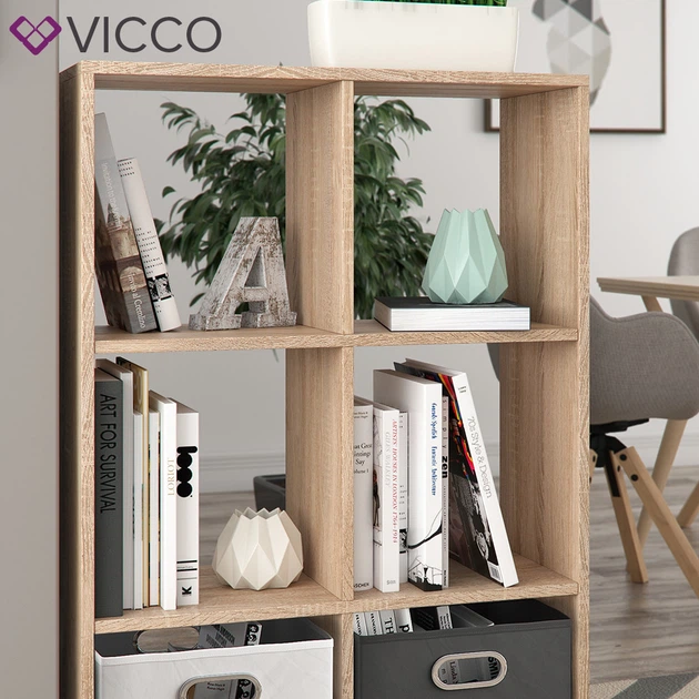Разделитель комнаты, стеллаж Vicco, 6 ячеек, сонома - изображение 6