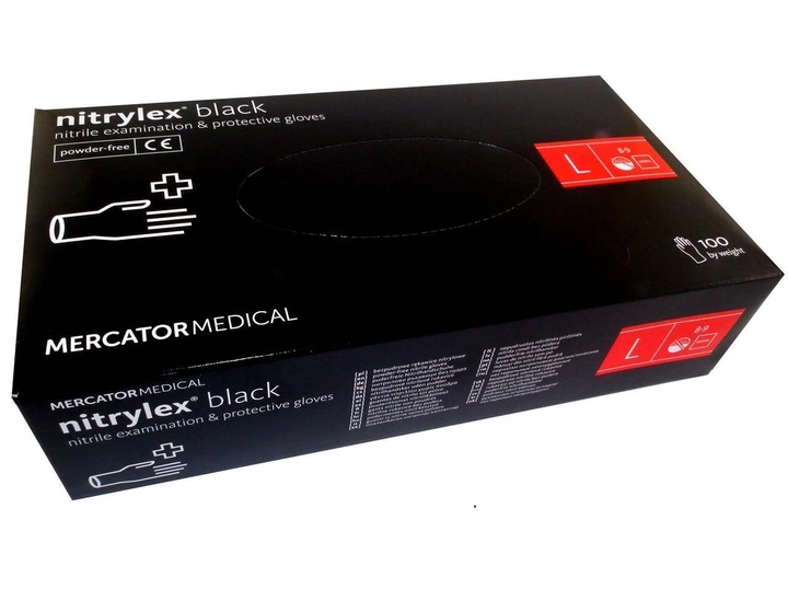 Перчатки чёрные Nitrylex Black нитриловые неопудренные L RD30104004 - изображение 1