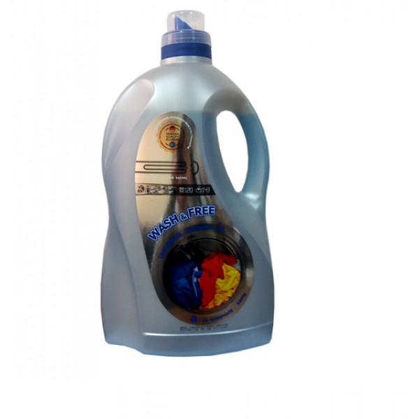 Гель для стирки WASH & FREE безфосфатный универсальный 5 л (00222) - Фото 1 Гель для стирки WASH & FREE безфосфатный универсальный 5 л (00222) - изображение 1