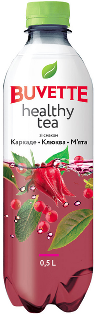 Упаковка напитка Buvette безалкогольного сокосодержащего негазированного Healthy Tea со вкусом каркаде-клюквы мяты 0.5 л 9 шт (4820115402126) 