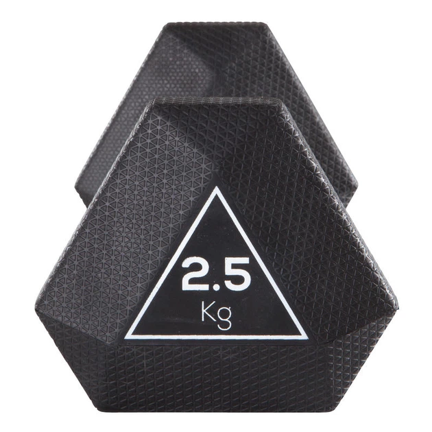 Шестигранна Гантель DOMYOS 2,5 кг (Д 19 В10 Довжина ручки 3,4 см) для Силових Тренувань Гумова Обтяжка - зображення 4