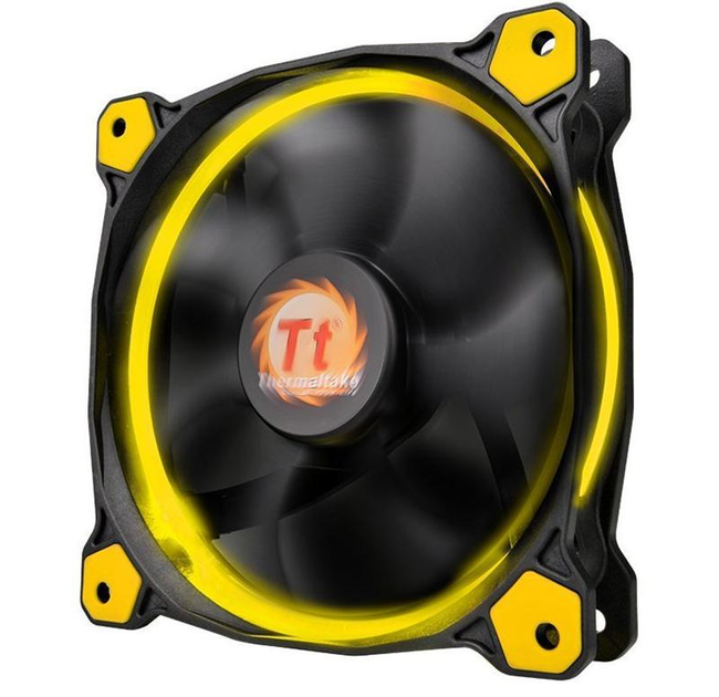 Вентилятор Thermaltake Riing 14 LED Yellow (CL-F039-PL14YL-A), 140х140х25 мм, 3pin, черный - изображение 3