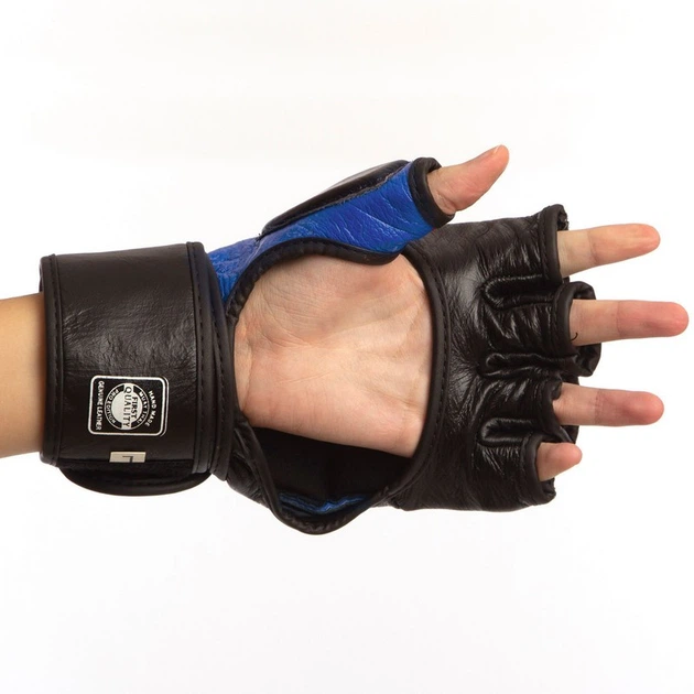 Рукавички для змішаних єдиноборств шкіряні Twins TW-001 розмір XL Blue-Black - зображення 3