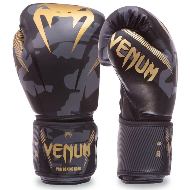Перчатки для бокса и единоборств VENUM IMPACT Heroe PU 0870 Black-Gold 8 унций - изображение 2
