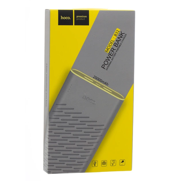 Портативна батареяHoco B31 (20000mAh) Grey - зображення 5