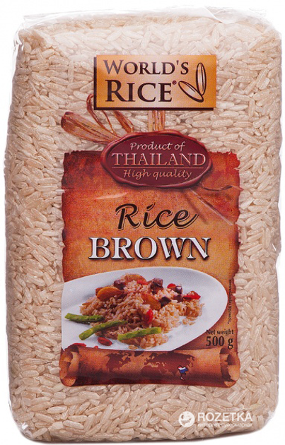Рис World's Rice коричневый нешлифованный 500 г (4820029100213 ...