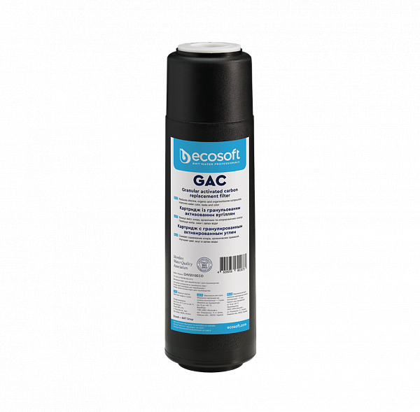 Картридж з гранульованим активованим вугіллям Ecosoft 2,5"х10" - Фото 1 Картридж з гранульованим активованим вугіллям Ecosoft 2,5"х10" - зображення 1