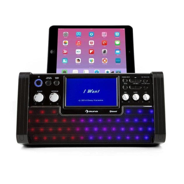 Світлодіодний Bluetooth-караоке-система Auna LED 7 "TFT-Screen CD USB Німеччина (чорний) - Фото 3 Світлодіодний Bluetooth-караоке-система Auna LED 7 "TFT-Screen CD USB Німеччина (чорний) - зображення 3