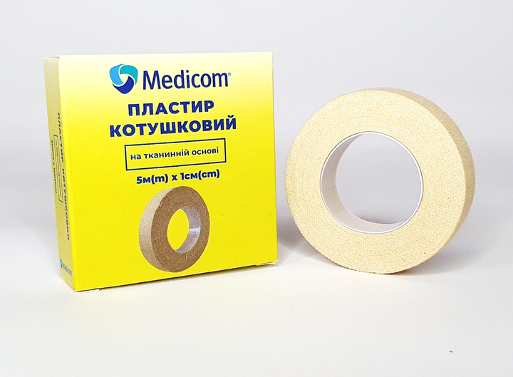 Пластир медичний катушечный medicom на тканинній основі 5мх1см - зображення 1