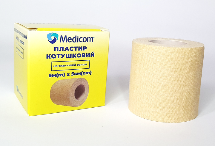 Пластир медичний катушечный medicom на тканинній основі 5мх5см - зображення 1