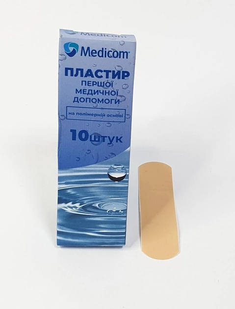 Пластир першої медичної допомоги medicom на полімерній основі 19x72 мм 10 шт - зображення 1