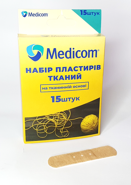 Набір пластирів medicom на тканинній основі 19мм*72мм 15 шт. - зображення 1