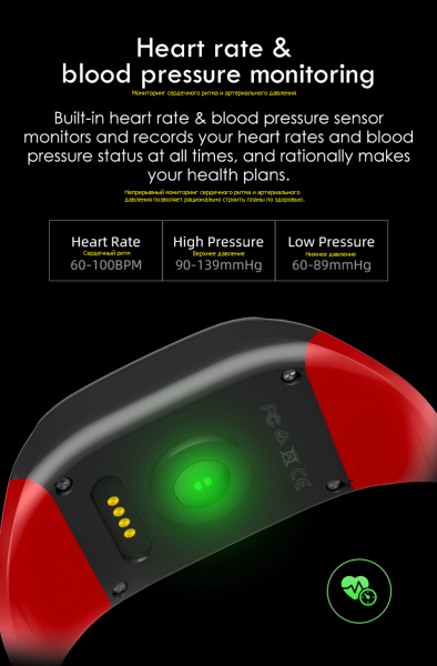 Фітнес браслет для літніх людей Smart Band S1 з GPS-трекером, кнопкою SOS і Тонометром Червоний (SBS1TRD) - зображення 6