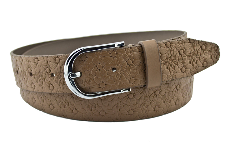 Женский кожаный ремень Mr.Cayman 3.5 см для джинсов бежевый 100-135 см ...